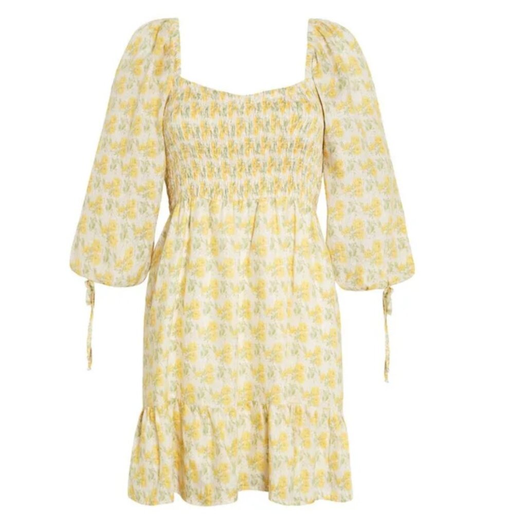 Faithfull the Brand Romina Floral Smocked Mini Dress
